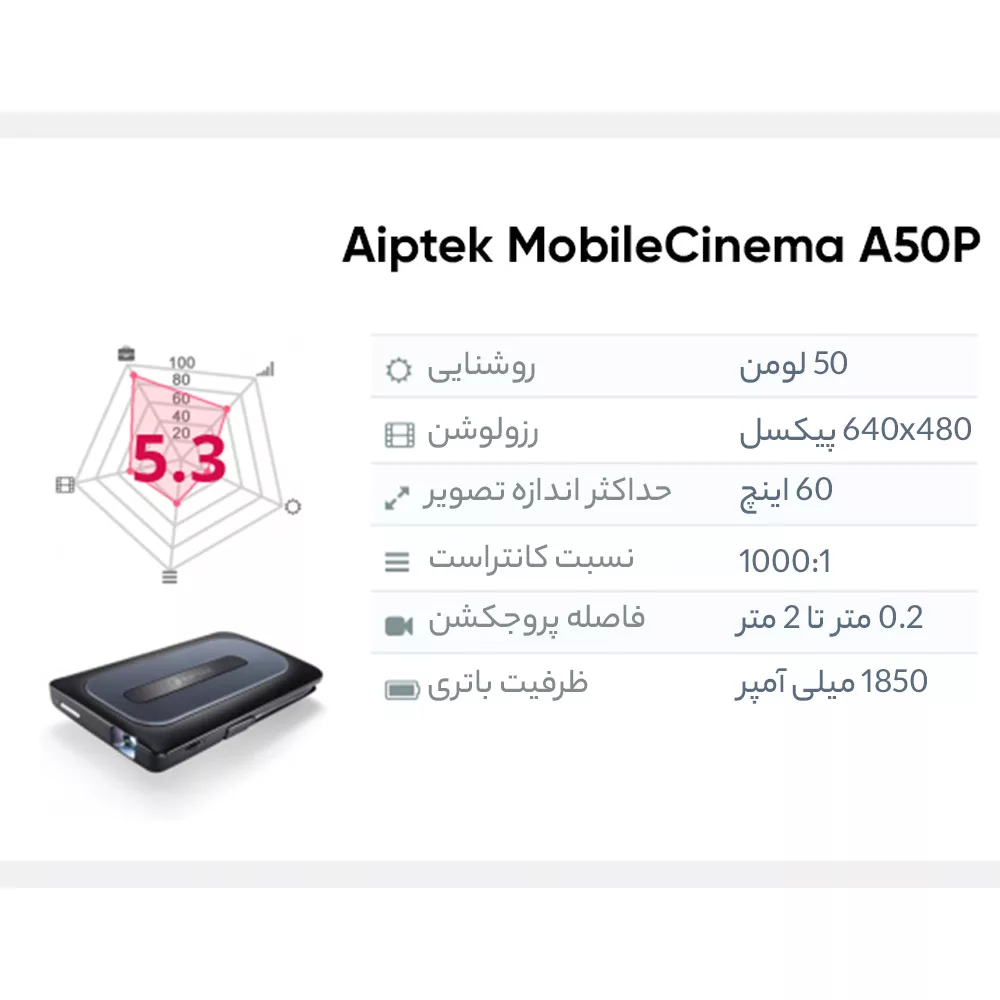 پروژکتور جیبی ایپتک مدل MobileCinema A50P