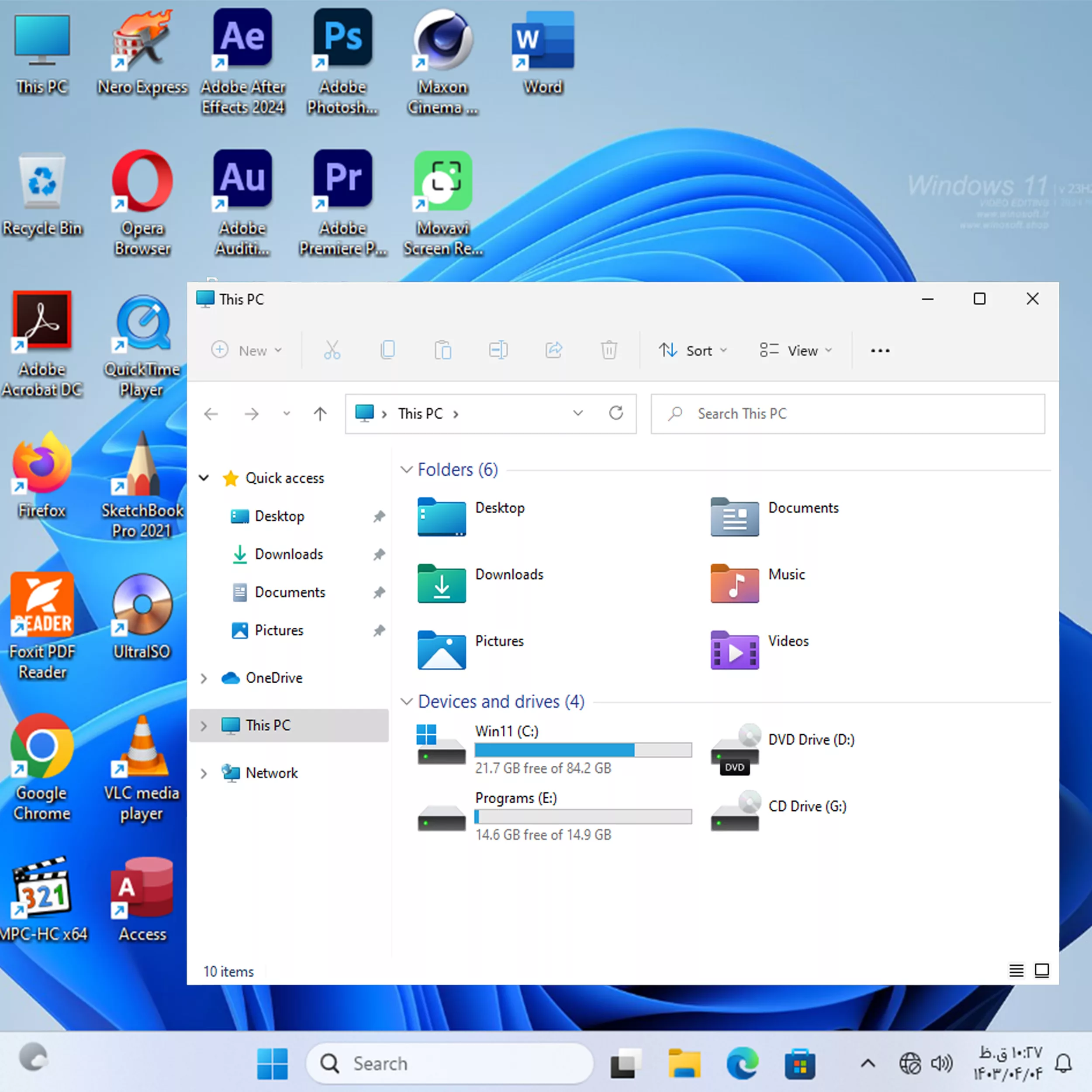 سیستم عامل ویندوز 11 نسخه تدوین 2024 با نصب همزمان آنتی ویروس و نرم افزارها نشر وینوسافت