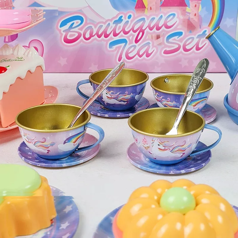 ست اسباب بازی مدل چایخوری فلزی یونیکورن طرح شیرینی خوری کد 966/66