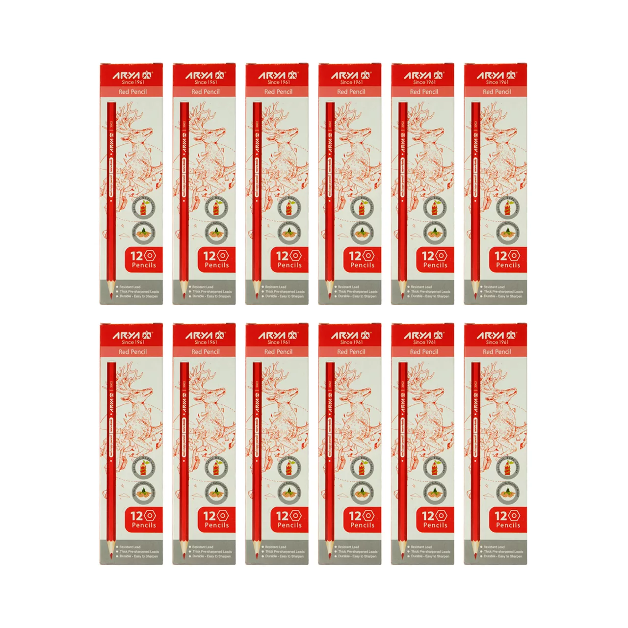 مداد قرمز آریا کد 202 بسته 144 عددی
