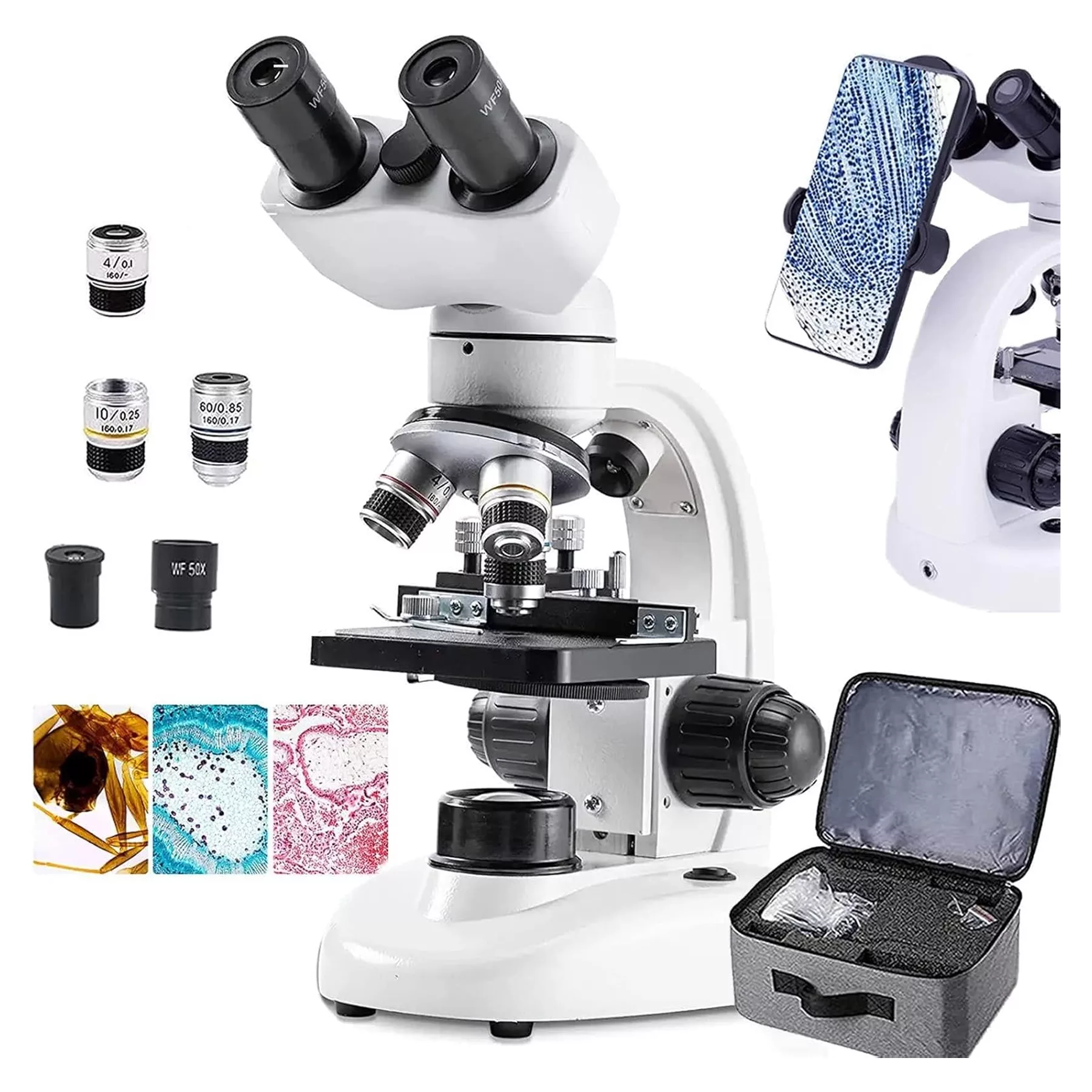 میکروسکوپ دوچشمی مدل زیستی 1000x به همراه کیف حمل