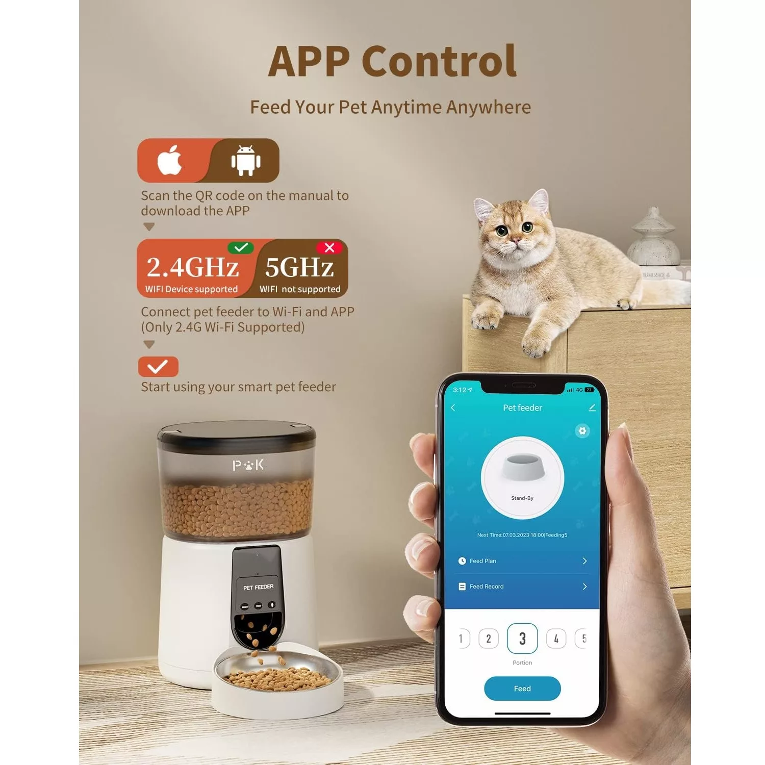 ظرف غذای اتوماتیک گربه و سگ پاپی کیت مدل ‎DU35L-WT