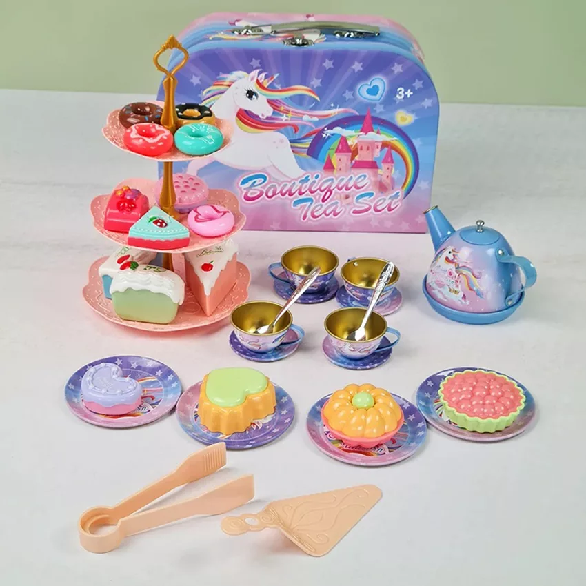 ست اسباب بازی مدل چایخوری فلزی یونیکورن طرح شیرینی خوری کد 966/66