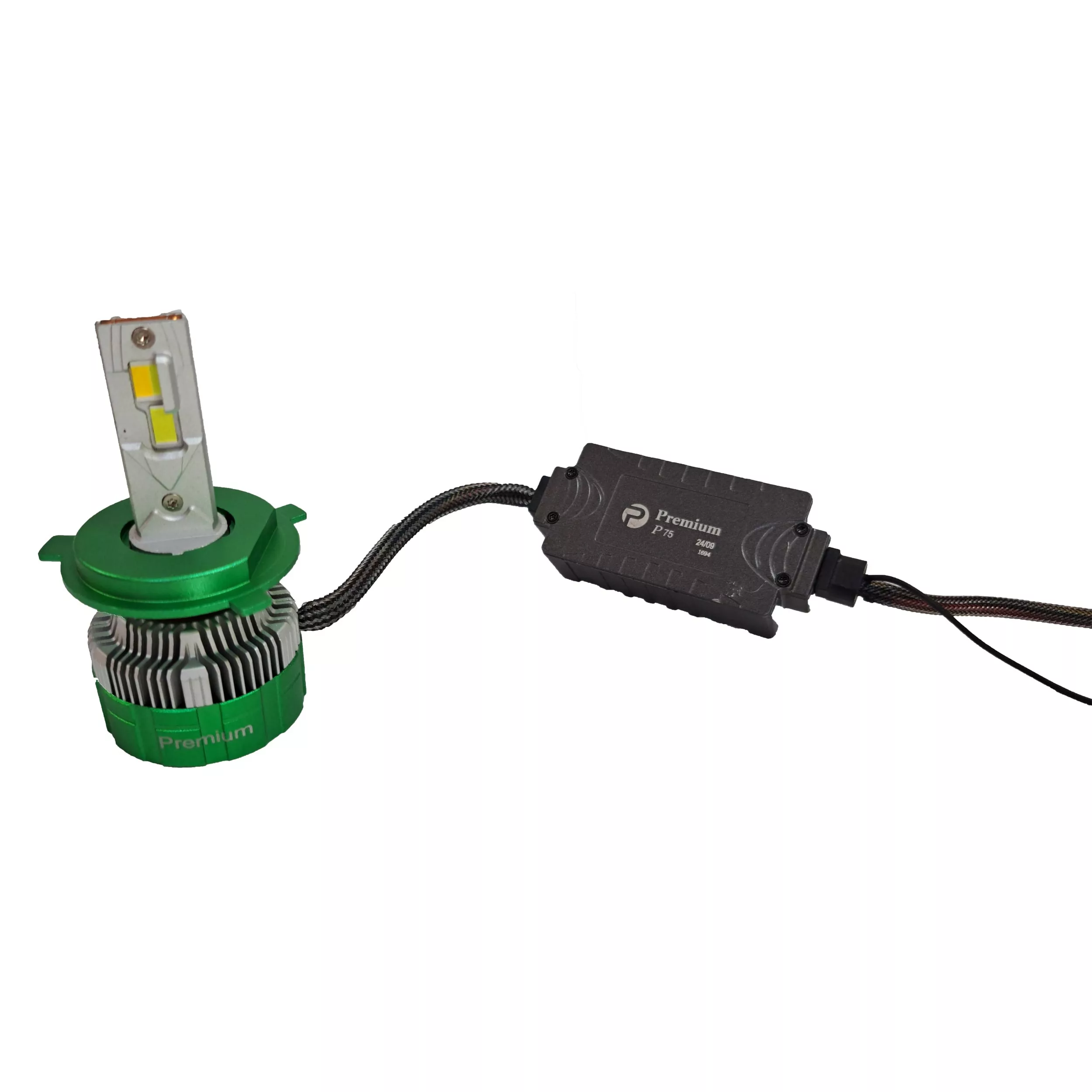 لامپ هدلایت خودرو پریمیوم مدل P75 دو رنگ کنترلی پایه H4