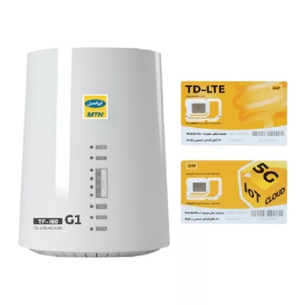 مودم 4G/TD-LTE ایرانسل  مدل TF-i60 G1 به همراه دو سیم کارت و 85 گیگ اینترنت 1 ماهه