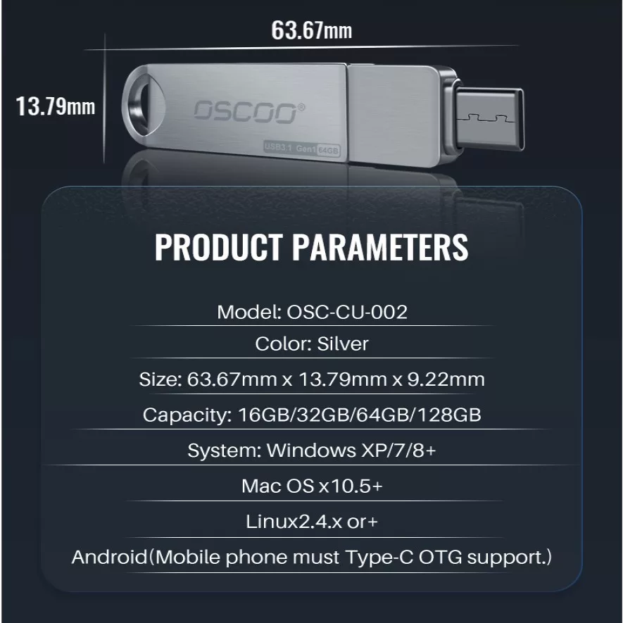 فلش مموری اوسکو مدل CU-002 ظرفیت 128 گیگابایت