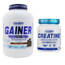 پودر گینر با طعم شکلات دوبیس – 4500 گرم به همراه پودر کراتین دوبیس – 300 گرم