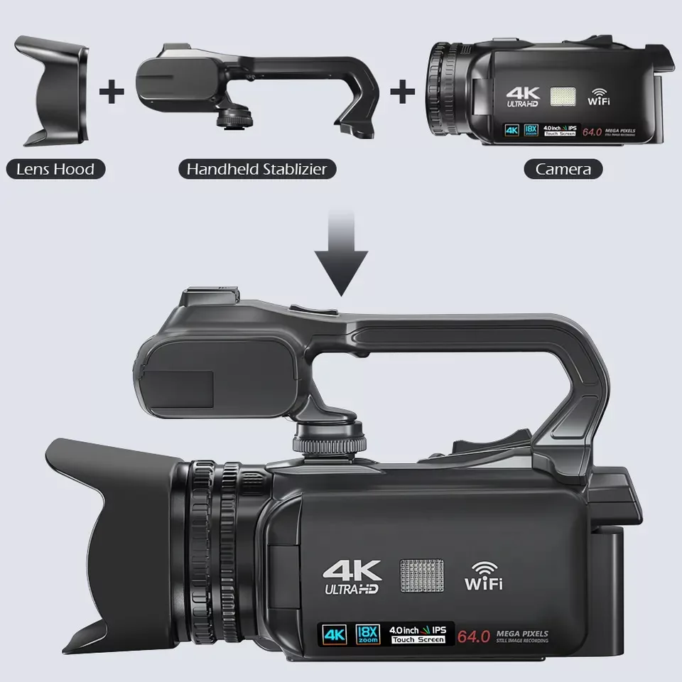 دوربین فیلم برداری مدل 4K Ultra HD 64MP Streaming 60fps With 64G SD Card
