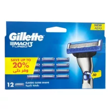 تیغ یدک ژیلت مدل Mach 3 Turbo بسته 12 عددی