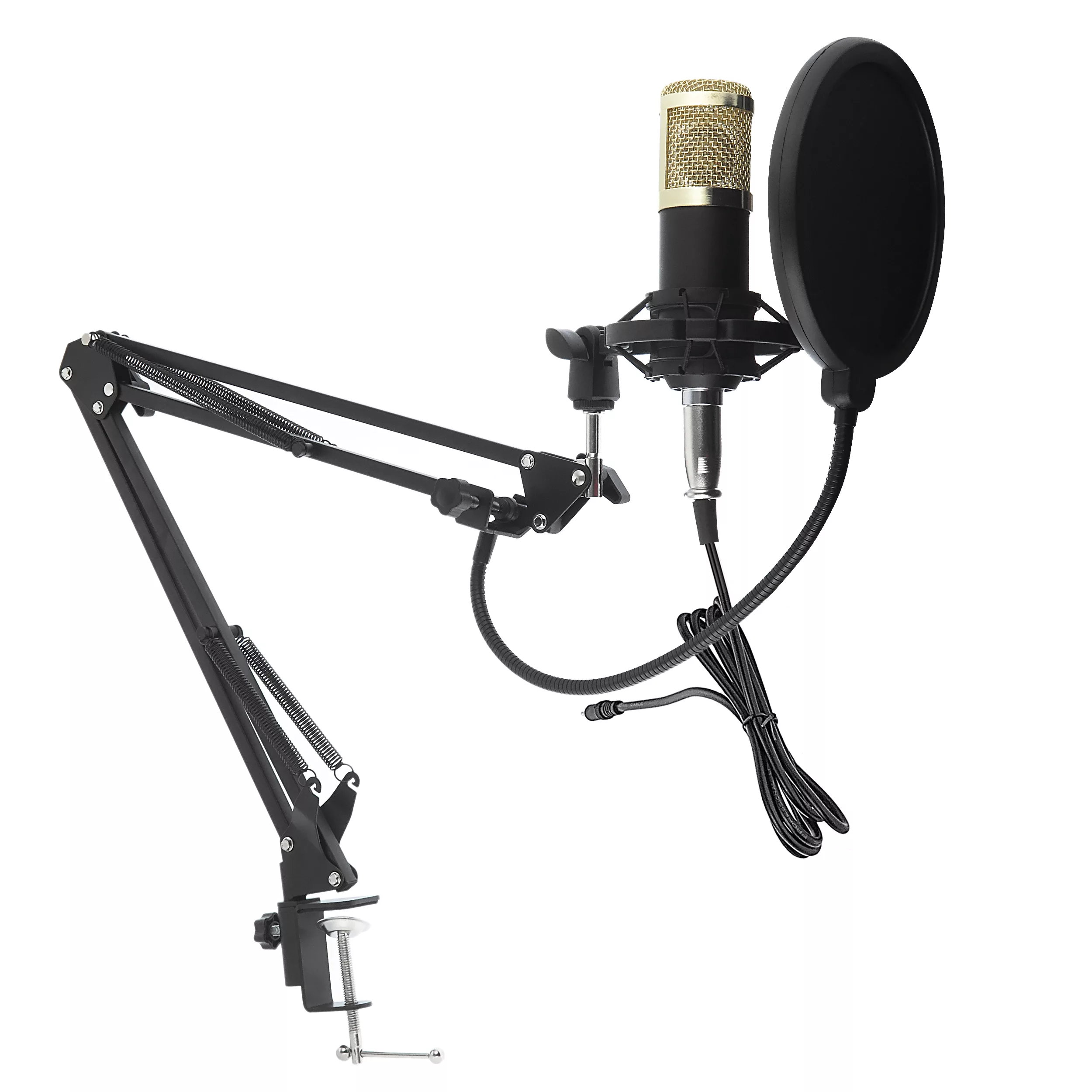 میکروفن کندانسر مدل legendary vocal به همراه کارت صدا و پایه تلسکوپی و پاپ فیلتر