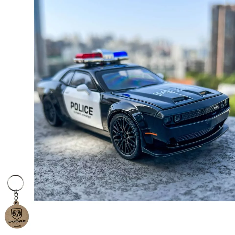 ماکت ماشین ناب سل مدل دوج چلنجر هلکت پلیس فلزی همراه با جاسوییچی Dodge Challenger SRT Police