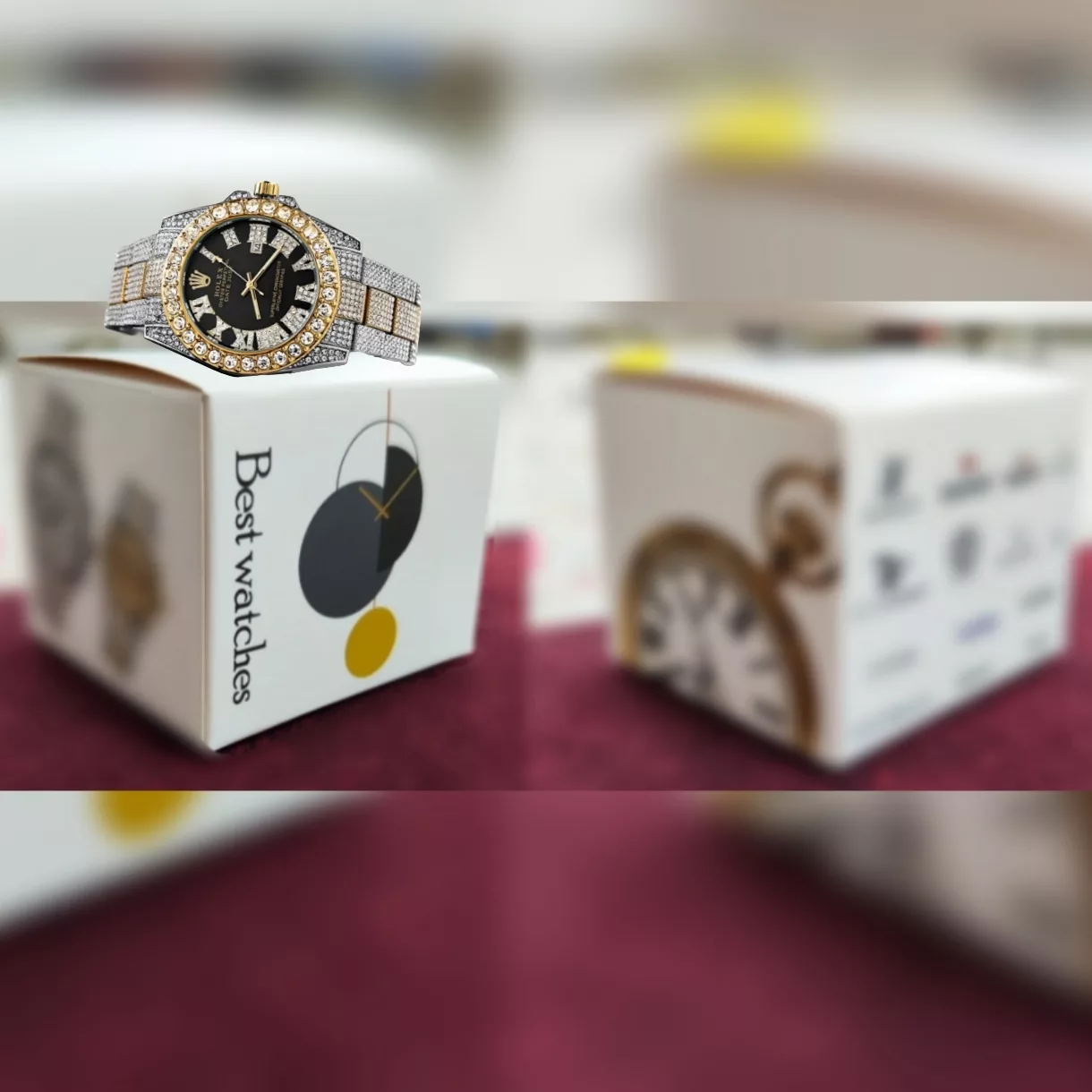 ساعت مچی عقربه ای  مدل فول نگین استون کد Av-Ro-1
