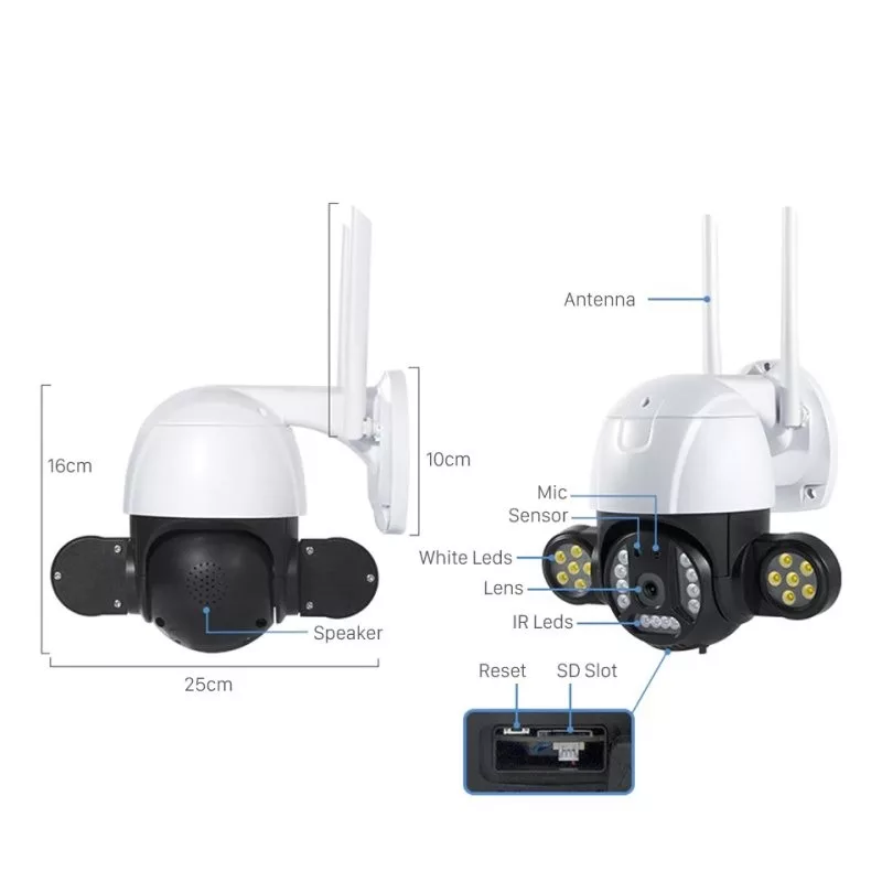 دوربین مداربسته تحت شبکه مدل IPS v380 5megapixel warm light