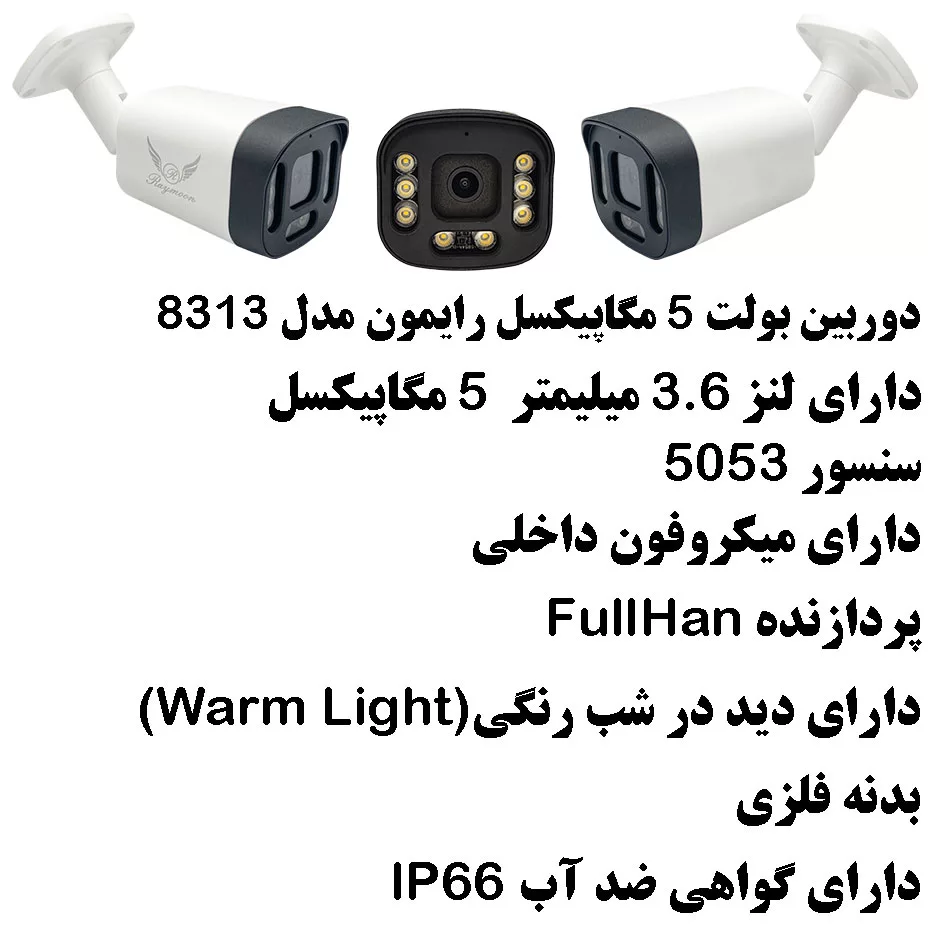 سیستم امنیتی کامل دوربین مداربسته رایمون مدل 5 مگاپیکسل کد RP-5M-HI4C-04