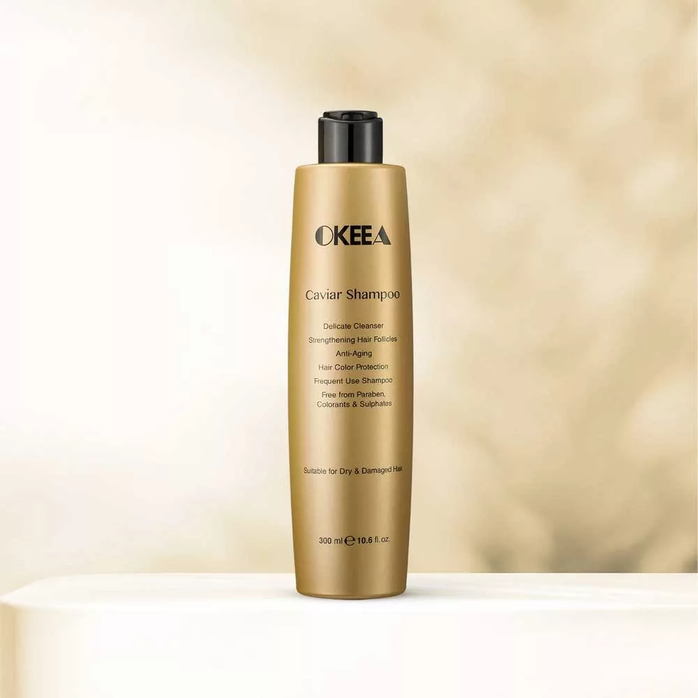 شامپو تقویت کننده مو زنانه اکیا مدل خاویار مناسب برای موی خشک و آسیب دیده حجم 300 میلی لیتر