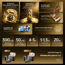 ست میکروفن بی سیم ریمکس مدل رابط لایتنینگ کد K13