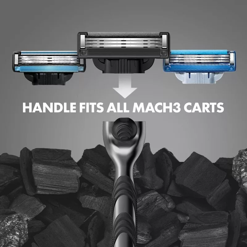 تیغ یدک ژیلت مدل MACH3 CHARCOAL بسته 4 عددی