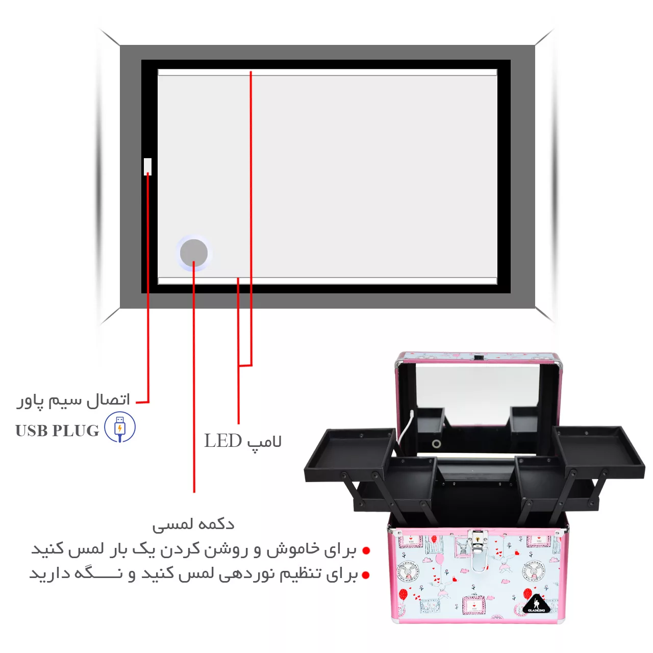 کیف لوازم آرایش و گریم زنانه گلد کینگ مدل GK9526