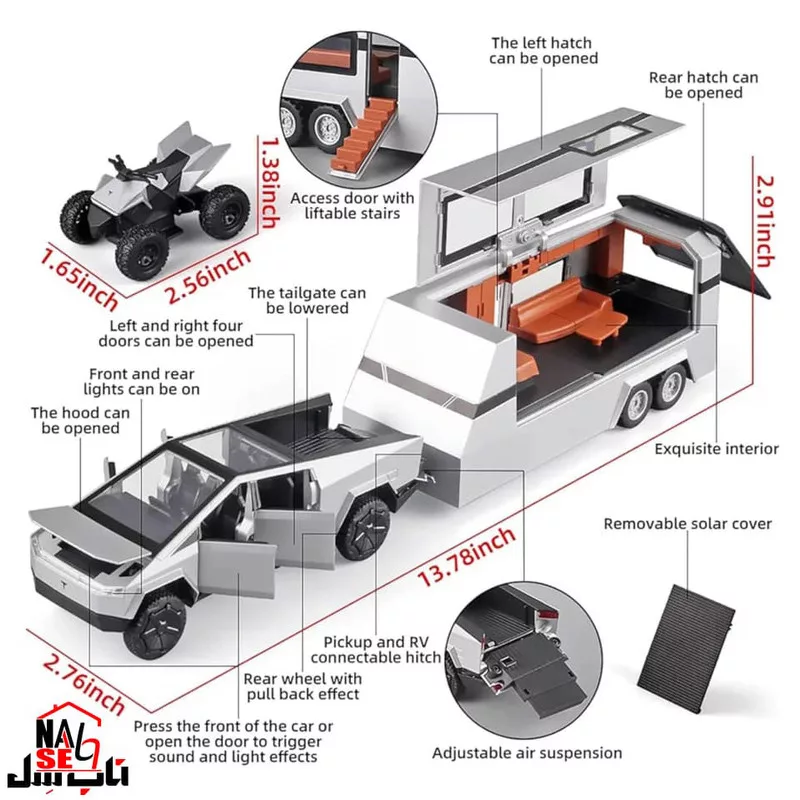 ماکت ماشین ناب سل مدل تسلا سایبر تراک مجموعه سه عددی