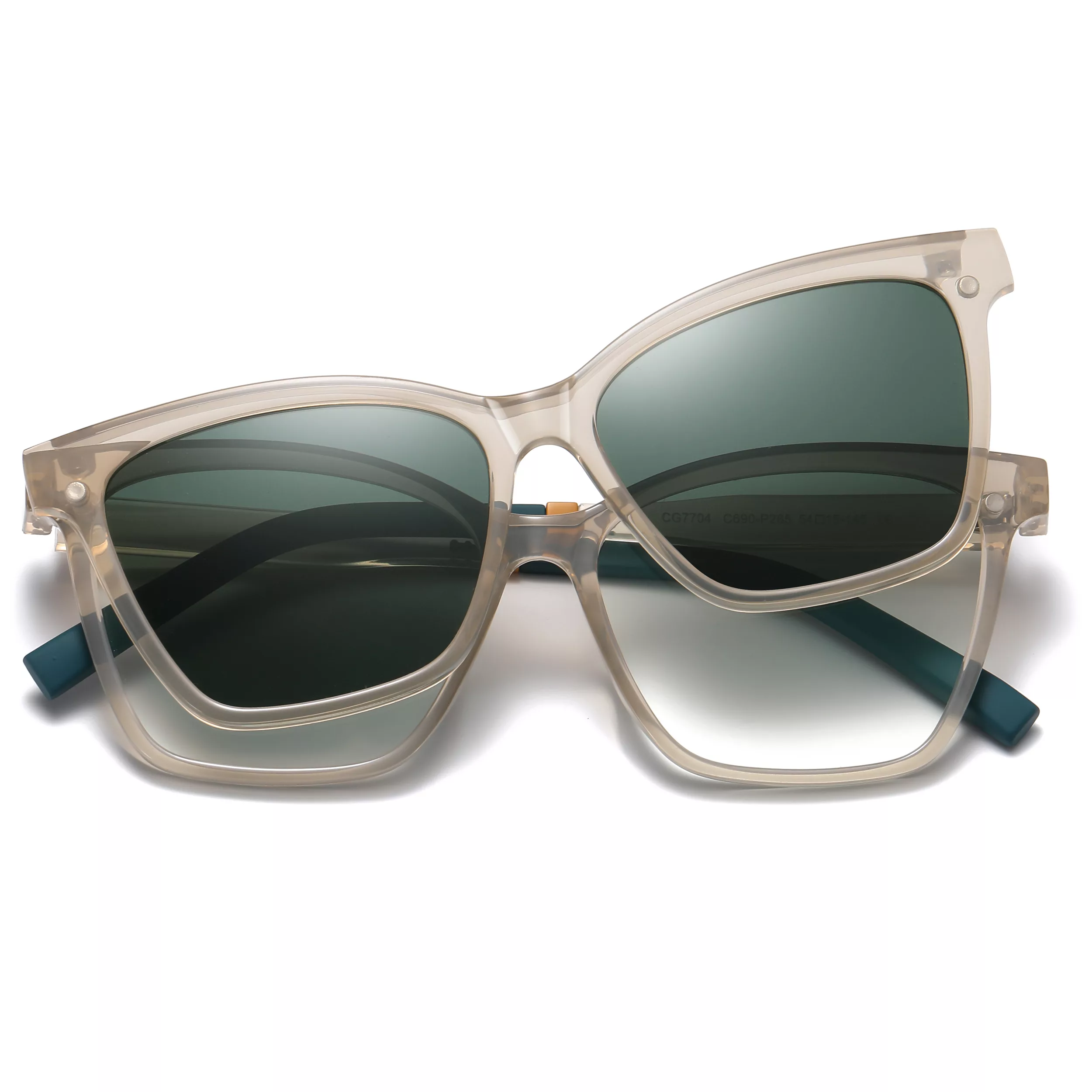 فریم عینک طبی مدل CG7704C690-P265 Polarized Double Switch به همراه کاور آفتابی