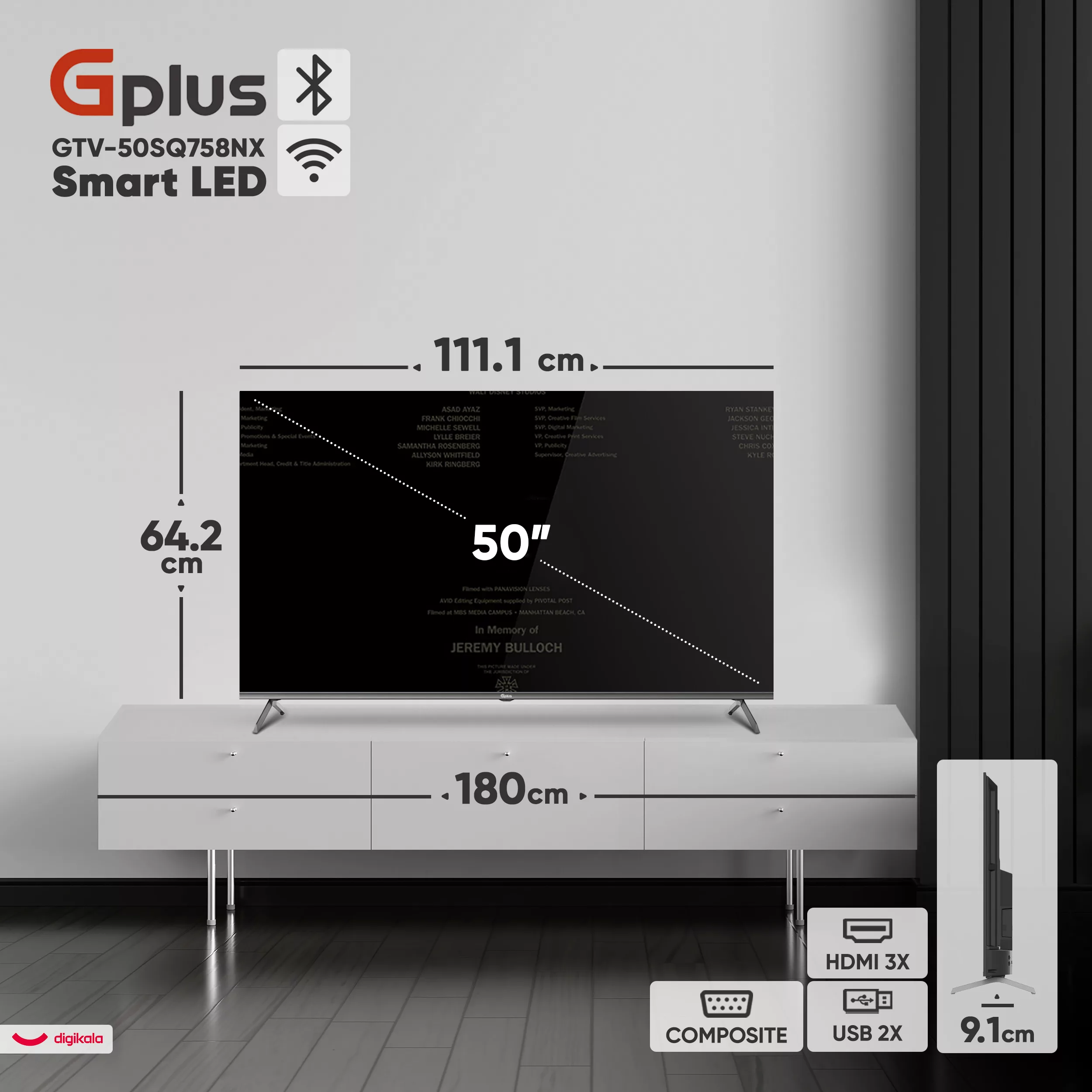 تلویزیون 50 اینچ ال ای دی هوشمند جی پلاس مدل GTV-50SQ758NX