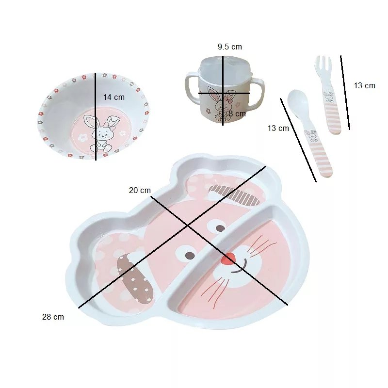 ظرف غذا کودک طرح خرگوش  مجموعه 5 عددی