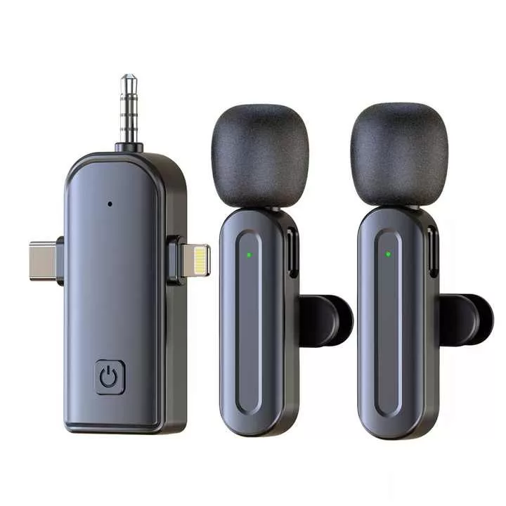 میکروفن بی سیم مدل SX26 با درگاهای اتصال Type-c و lightening و جک 3.5 میلیمتری