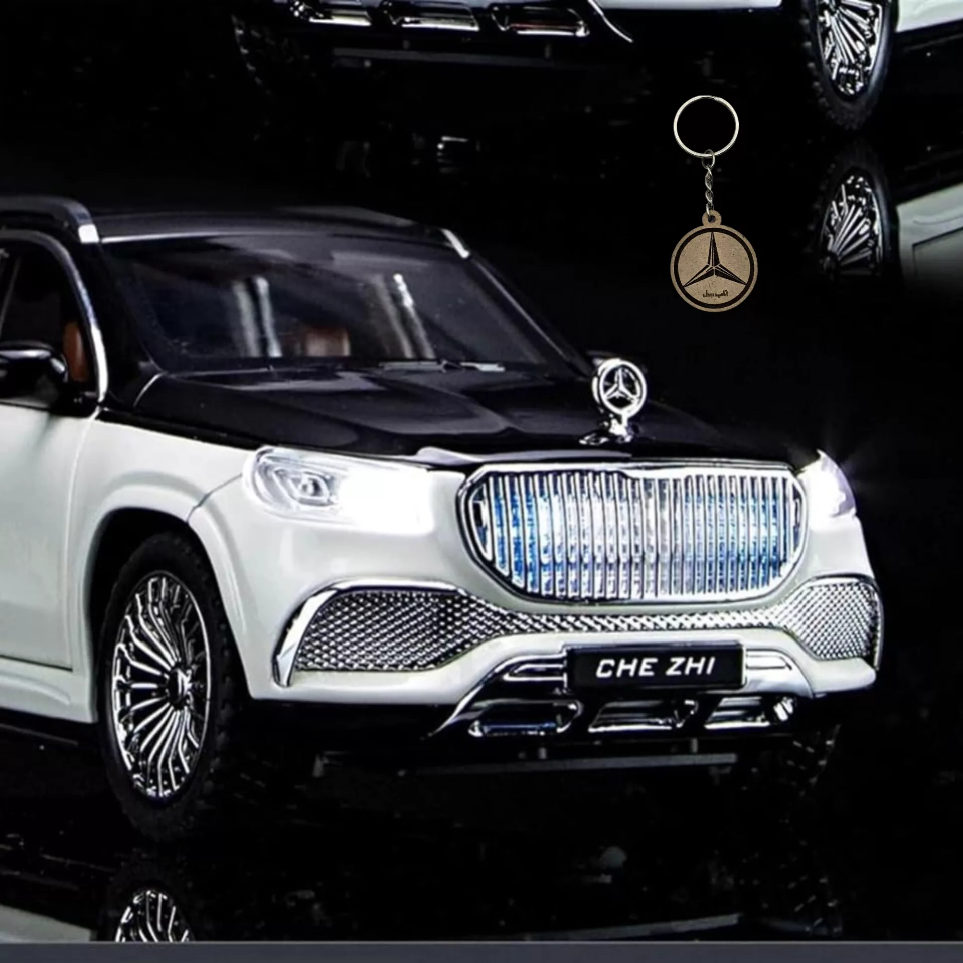 ماکت ماشین ناب سل مدل مرسدس بنز سقف کهکشانی فلزی موزیکال suv gla600 به همراه جاسوییچی