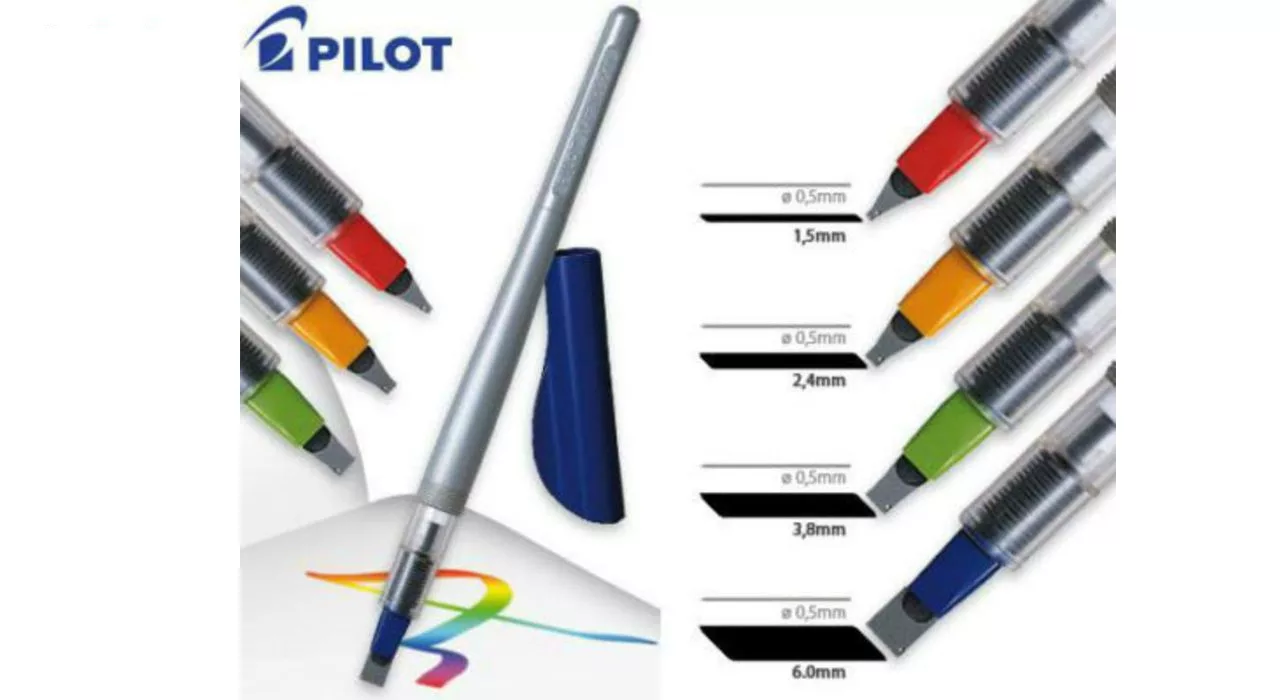قلم کالیگرافی پایلوت مدل پارالل با نوک نوشتاری 6 میلی متری به همراه بسته دوعددی خودکار پایلوت BPS-GP
