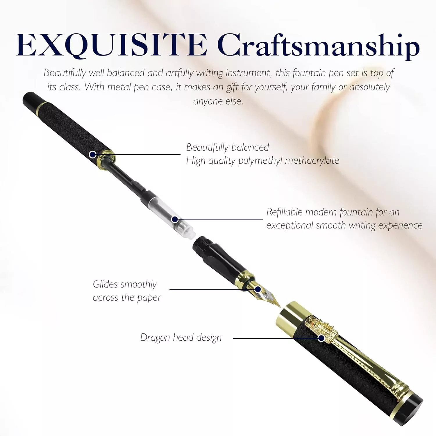 خودنویس دینکس مدل DX-112 به همراه یدک بسته سه عددی