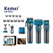 ست ماشین اصلاح موی سر و صورت شارژی کیمی مدل KM-8559 بسته 3 عددی