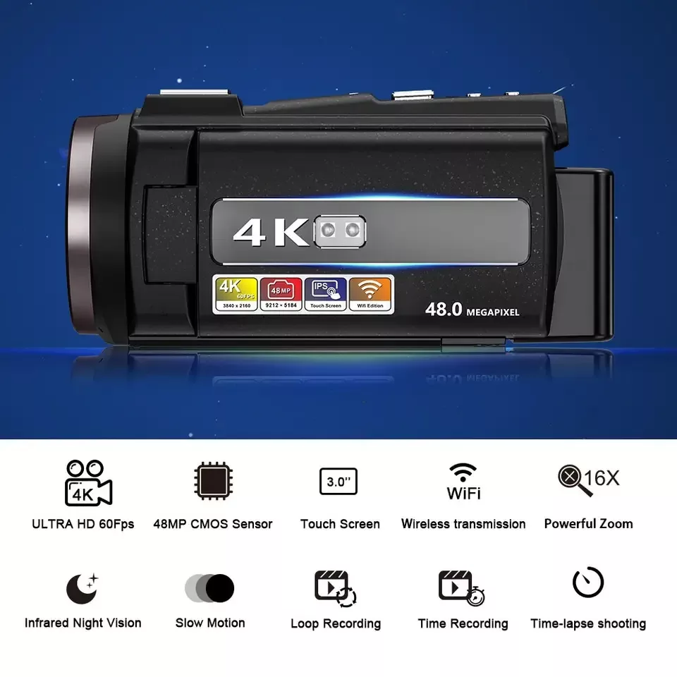 دوربین فیلم برداری مدل 4K 60FPS 48 MP Professional