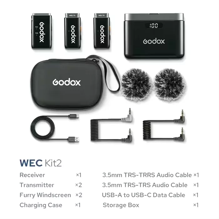 ست میکروفن بی سیم گودکس مدل WEC Kit2 با درگاه اتصال جک ۳.۵ میلی‌متری