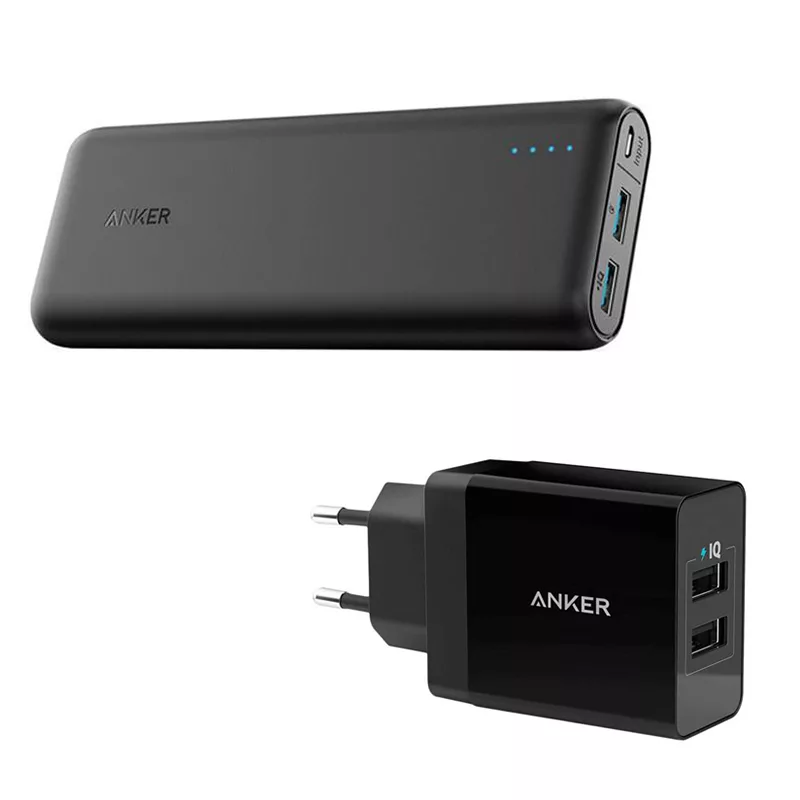 پاوربانک انکر مدل A1278 با ظرفیت 20000 میلی آمپر ساعت به همراه شارژر دیواری انکر A2021