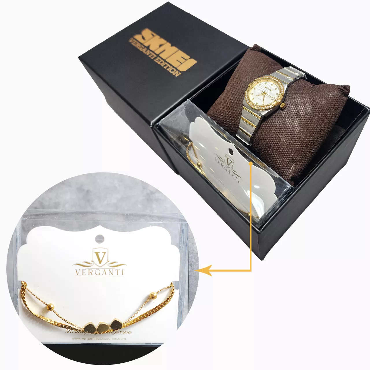 ساعت مچی عقربه ای زنانه اسکمی مدل 2342TGD-Verganti به همراه دستبند