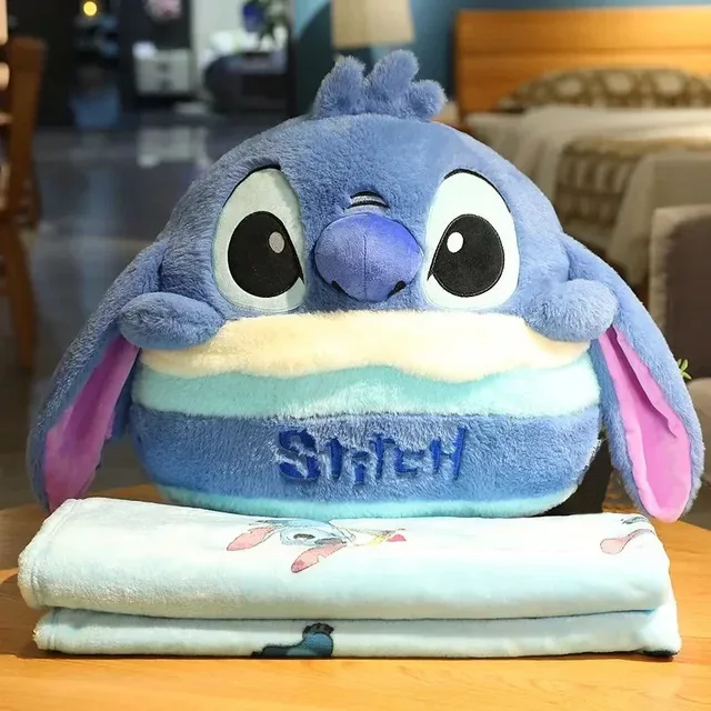 عروسک بالشتی طرح استیچ مدل توپی کد JI110 ارتفاع 45 سانتی‌متر به همراه پتو