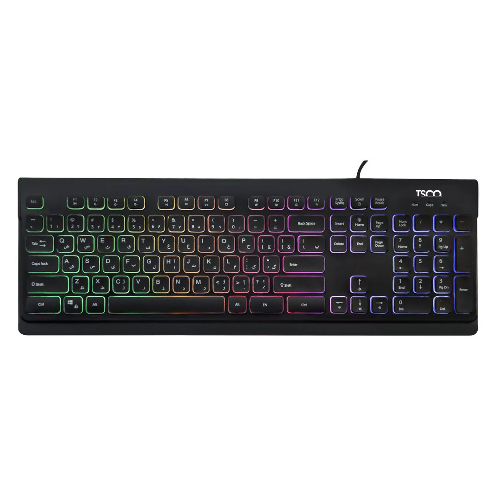 کیبورد گیمینگ تسکو مدل TK 8031، سوییچ ممبران، Full-Size، نورپردازی RGB