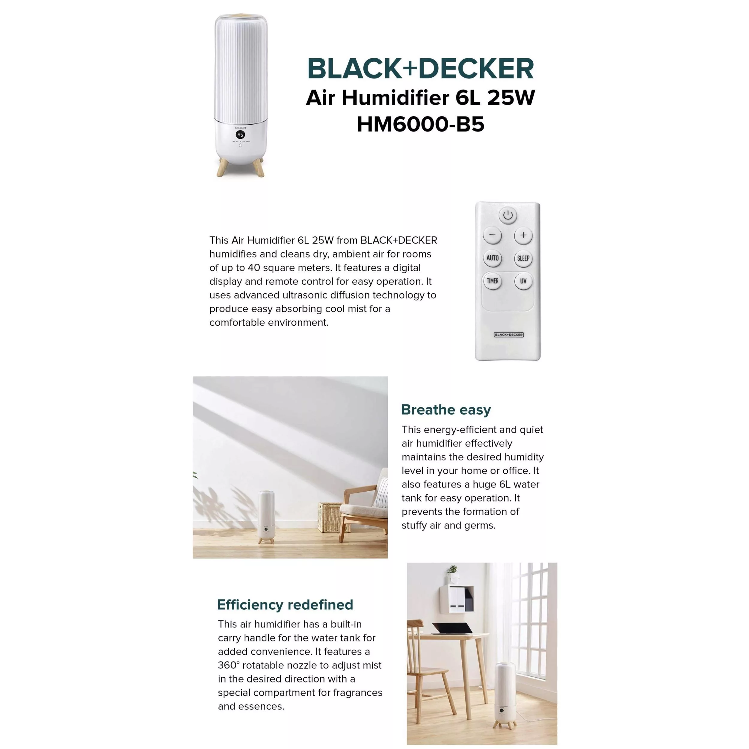دستگاه بخور و رطوبت ساز سرد بلک اند دکر مدل HM6000-B5