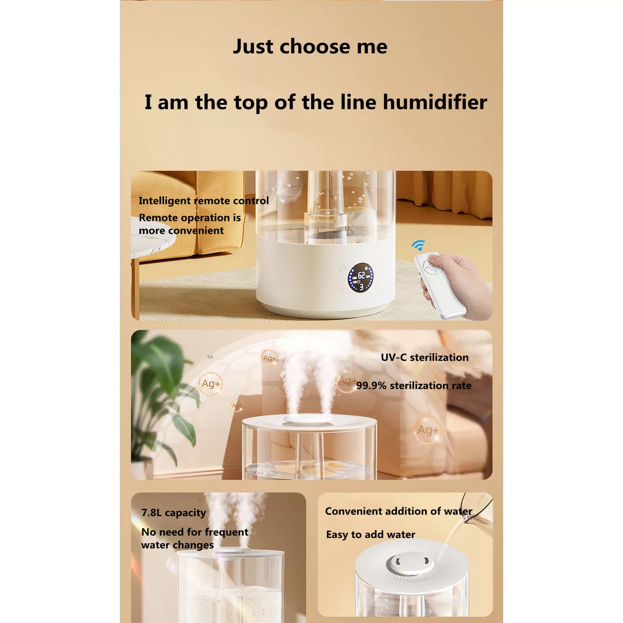 دستگاه بخور سرد و رطوبت ساز کد 7.8LP REMOTE CONTROL