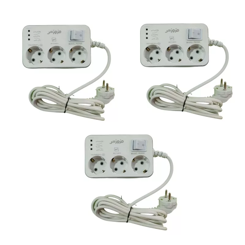 محافظ ولتاژ فروزش مدل سه خانه ارت دار کد FR300 بسته 3 عددی