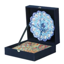 ست هدیه مدل بشقاب مینا و رومیزی ترمه کد 0032