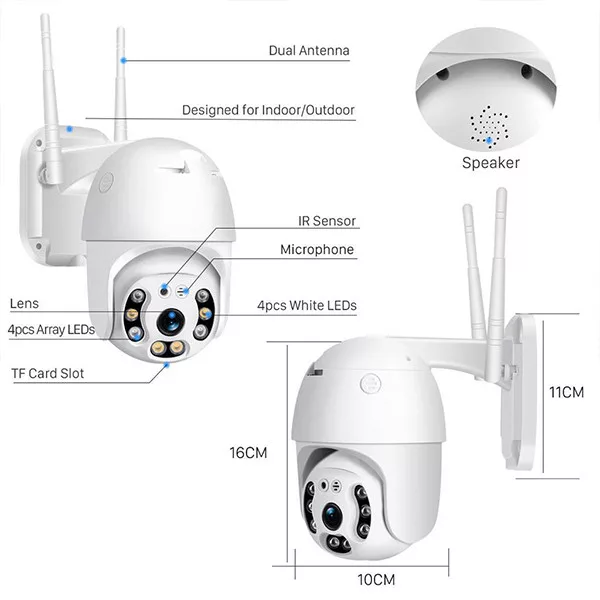 دوربین مداربسته تحت شبکه هوشمند مدل چرخشی بیسیم WIFI V380