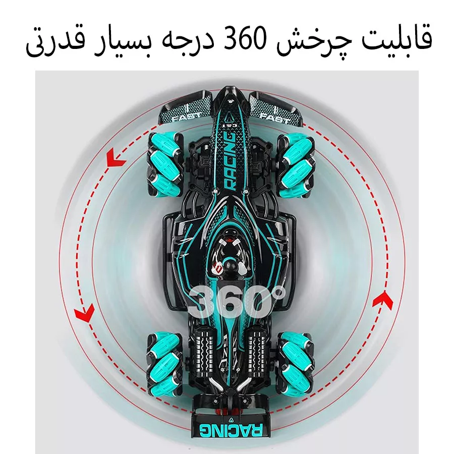 ماشین بازی کنترلی مدل فرمول یک دو ریموت طرح چرخ کپسولی دودزا کد YJ-089-4