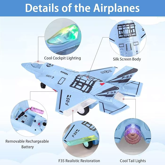 هواپیما بازی کنترلی مدل جت دودزا طرح F-35 LIGHTNING کد 3-660 مجموعه دو عددی