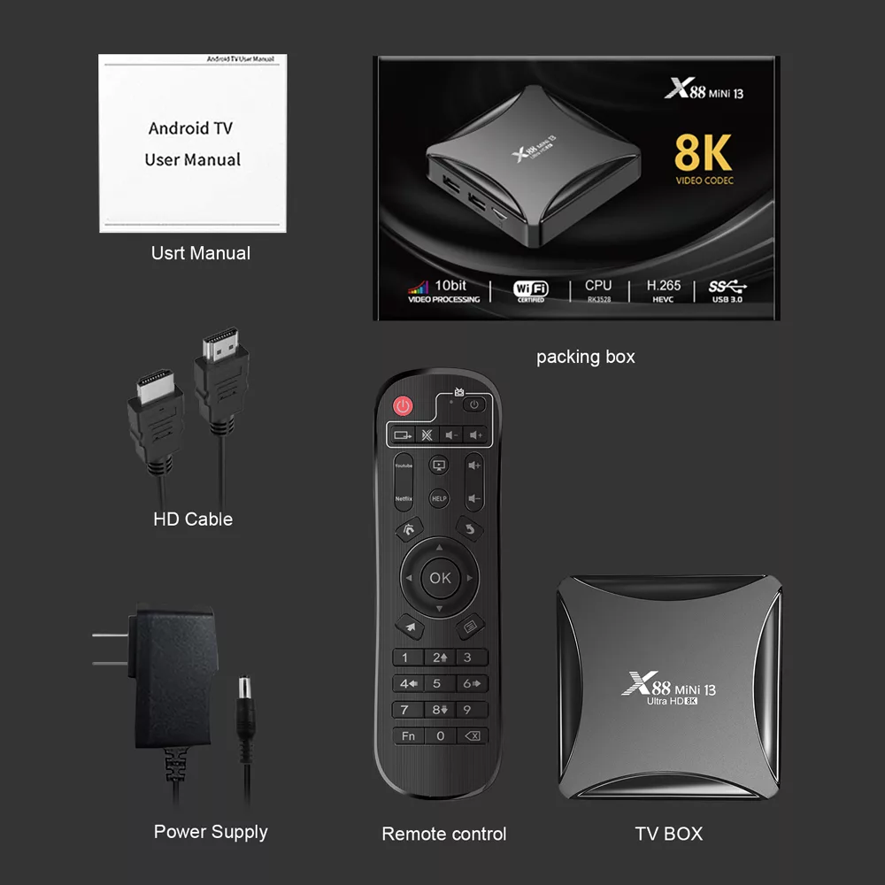 اندروید باکس ایکس88 مدل Mini 13 8k 4/32GB