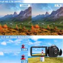 دوربین فیلم برداری مدل 2.7K Full HD 42MP 30FPS 18X