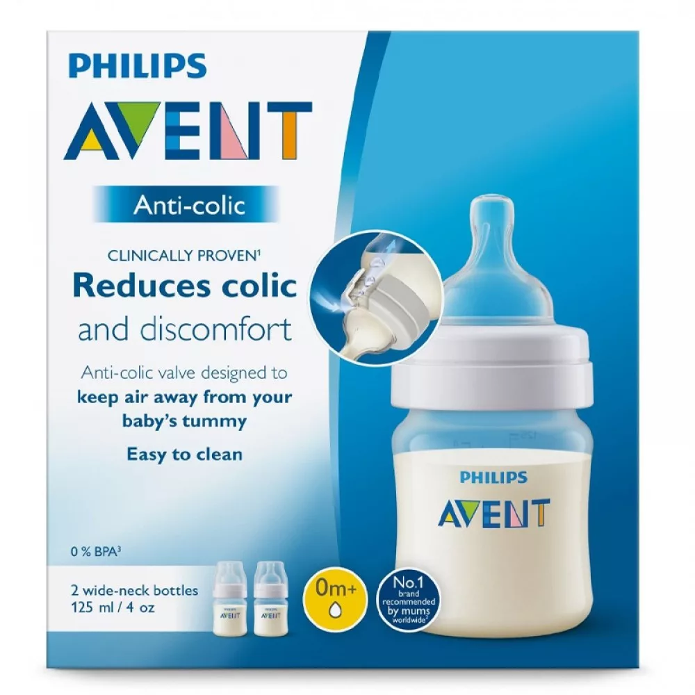 شیشه شیر اونت فیلیپس مدل anti-colic گنجایش 125 میلی لیتر بسته دو عددی