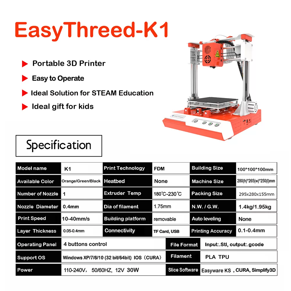 پرینتر سه بعدی مدل Easythreed K1