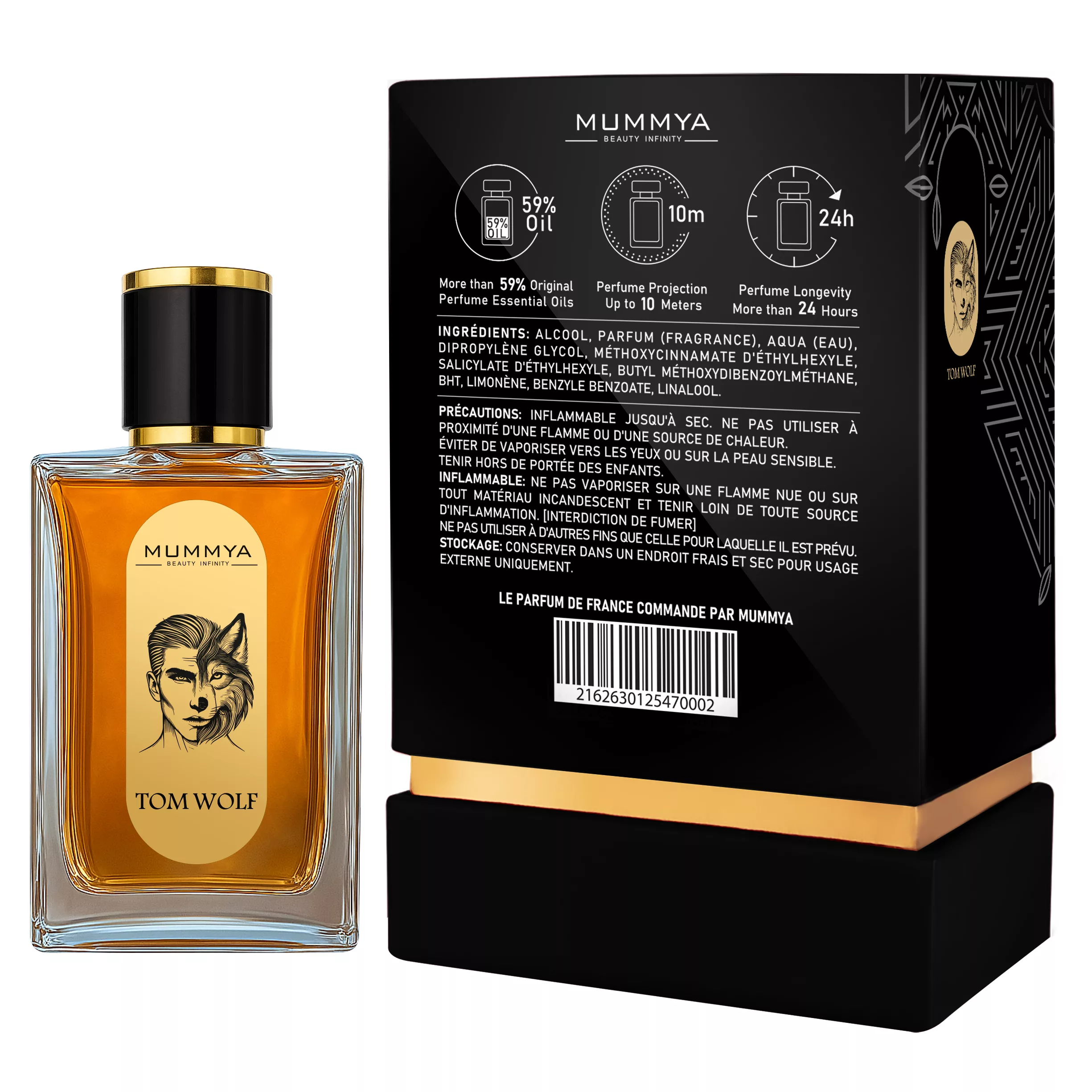 ادو پرفیوم مردانه مومیا مدل تام ولف کهربا با رایحه تلخ و گرم حجم 50 میلی لیتر