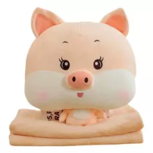 عروسک مدل پیگی بالشی ارتفاع 50 سانتی‌متر به همراه پتو